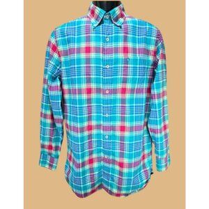 Southern Tide Mens Classic Blue Plaid Dress Shirt Small